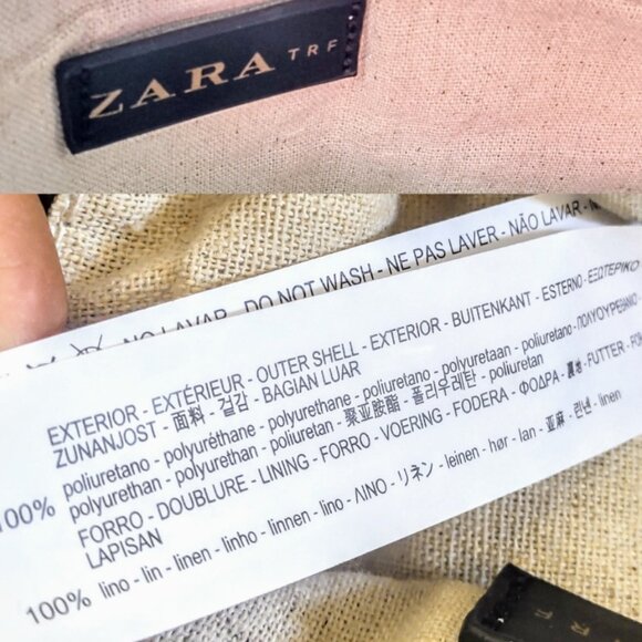 Zara TFR magenta pink bright orange color block vegan leather shoulder bag - Picture 5 of 7